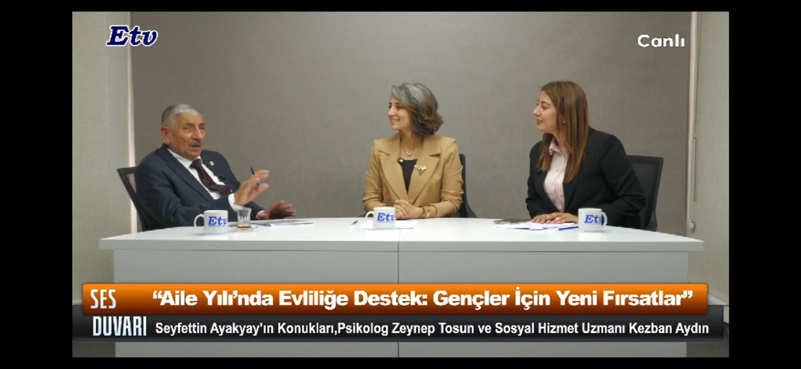 Manisa’nın İlk Yerel Televizyonu ETV’nin Ses Duvarı Programında Aile Yılı ve Evlenecek Gençlerin Desteklenmesi Projesi Tanıtıldı 